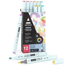 Dual Tip Brush Pens 12 Pastel Tones Watercolor Calligraphy Markers