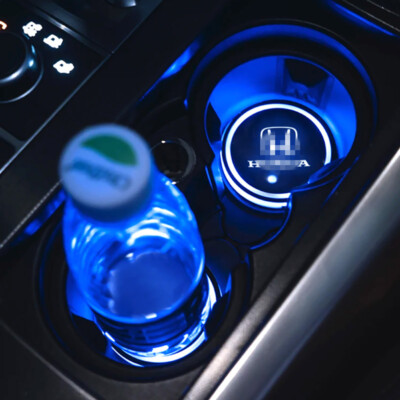 2x LED Cup Holder RGB 7-Color Ambient Lights Kit Interior