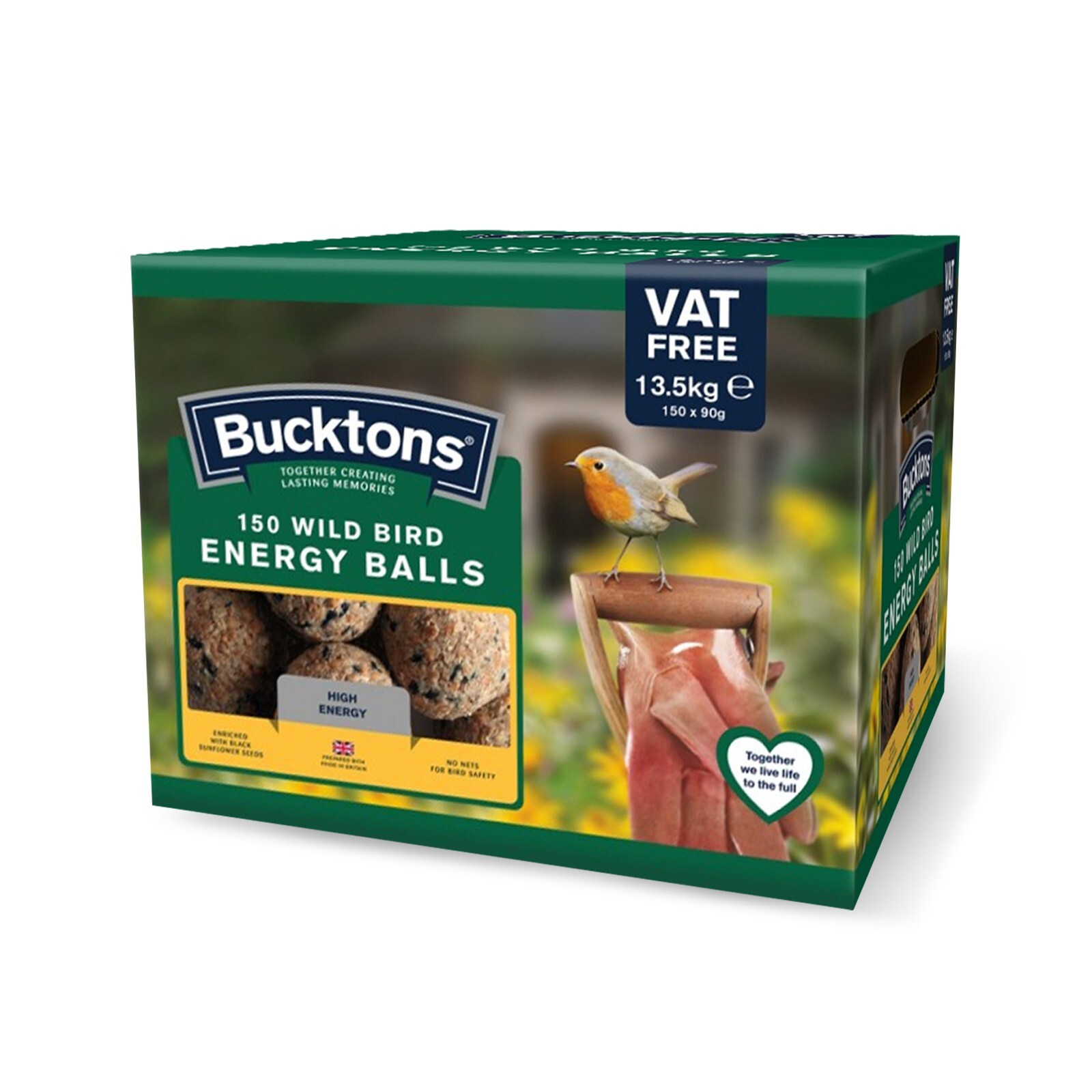 Bucktons 150 Wild Bird Energy Balls Fat Sunflower Seeds Food Garden