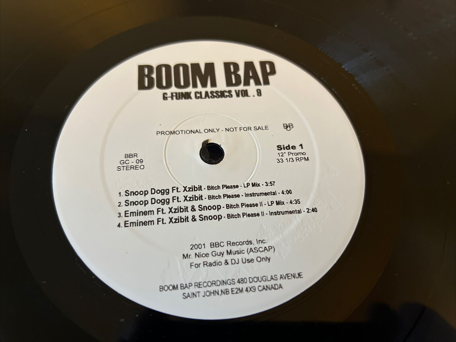 BOOM BAP G-Funk Classics Vol. 9 - 12” Vinyl Promo - Snoop Dogg, Eminem, Dre