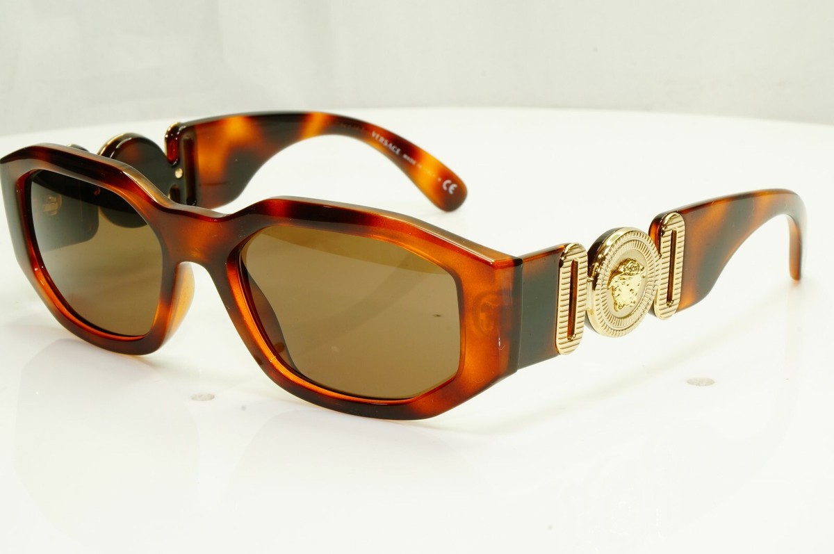 Versace Gold Medusa Brown Rectangle Mens Womens Sunglasses MOD  