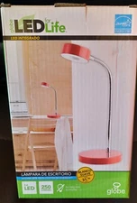 Globe Electric Co. Desk Lamp 6W LED In Original Box Color Red
