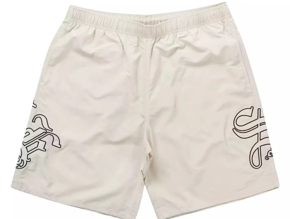 Nuevo SS23 SUPREME PANTALONES CORTOS DE NAILON INGLÉS ANTIGUO PIEDRA BLANCO ROTO NEGRO TALLA XL NIKE Foto 2 de 2