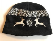 TCP Children's Place Knit Beanie Hat 4 6 Boy Black White Deer Nordic Fair Isle