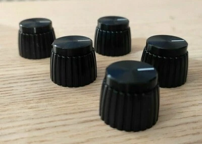 knob bouton potard ALL BLACK POUR AMPLI MARSHALL sans insert de cuivre LOT DE 5