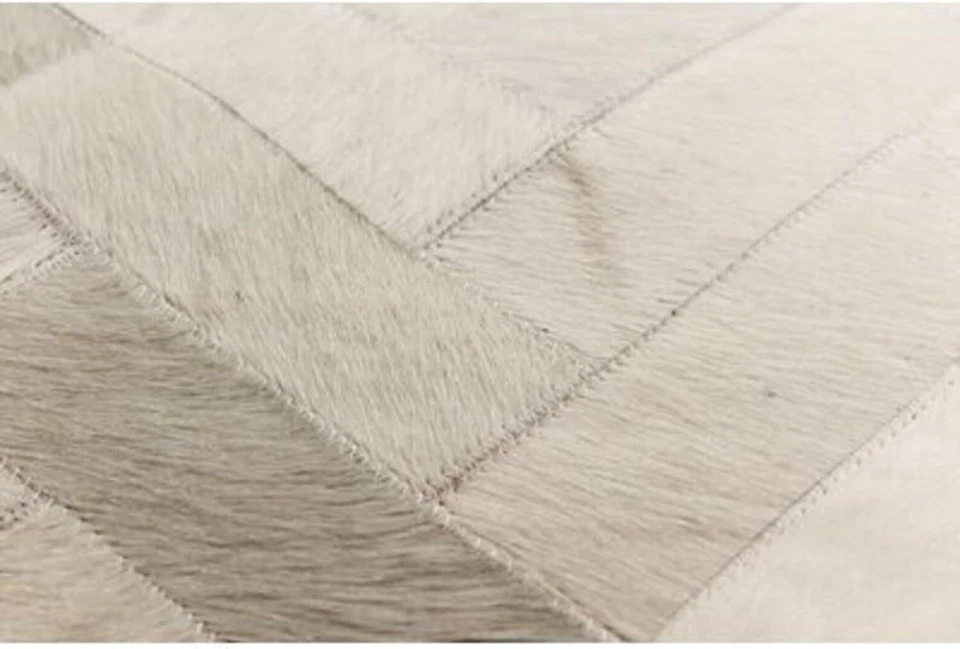 Handmade Cowhide Leather Rug – Natural Hair-On Stripe Patchwork Area Carpet - Image 4 of 4