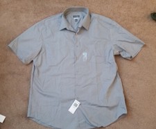 Men's Van Heusen Short Sleeve Button Up Shirt Gray Size 17 Regular Fit NEW