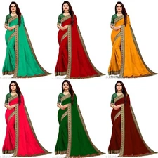 Women Sana Silk  Saree Solid  Art Silk saree with Running Blouse
