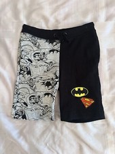 H M Batman And Superman Boy  s Cotton Shorts Size 8-9 Years Old