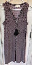 Michael Kors Womens Sm Purple Geometric Sleeveless V-Neck Slip Dress