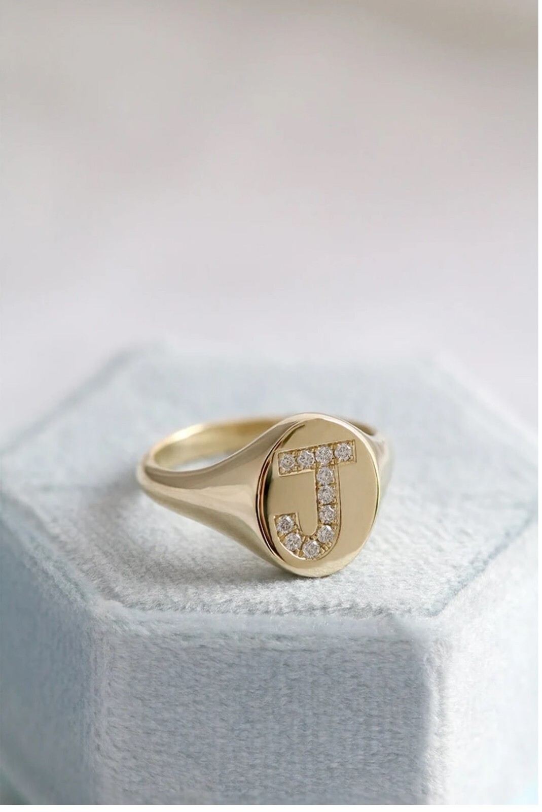 14K Gold Diamond Personalized Initial Ring - Diamond Custom Initial ...