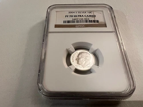 2004-S SILVER ROOSEVELT DIME NGC PF70 ULTRA CAMEO "BROWN LABEL" TOP POP