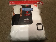 Hanes Mens Pack of 8 White Tagless Crew Shirts Medium 38  -40  