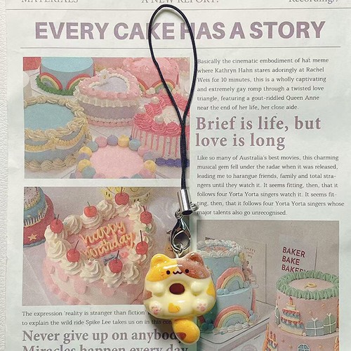 1PC Cat Cookie Phone Charm Strap Soft Kawaii Kitty Couple Keychain Pendant - 第 8/18 張圖片