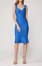 Herve Leger OPC8283705-438 Sweatheart Flare Dress SZ XS ($850) BrightBlue