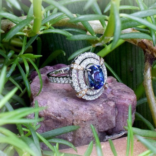 CERTIFIED* Natural Sapphire Ring in 14K WHITE GOLD 3.09ct & 1.036ct 66p G/VS Dia - Picture 7 of 8