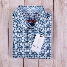 NWT 198 Robert Graham Shirt Mens Sz S Hanover Floral Reverse Cuff Button Up