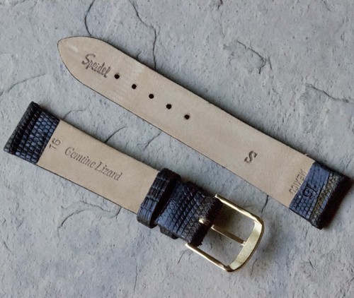 Short pinpoint Genuine Lizard vintage 16mm watch band NOS 1960s/70s soft lining - Picture 3 of 3
