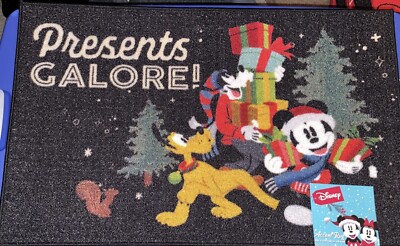 DISNEY MICKEY MOUSE CHRISTMAS PRESENTS GALORE BLACK Accent Rug Mat 26X38  NEW