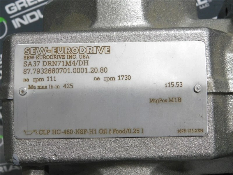 Motorreductor usado Coser Sa37 DRN71MK4/DH 1730 RPM 0,50 S1 HP 230/460V YY/Y i 15,53  Foto 4 de 4