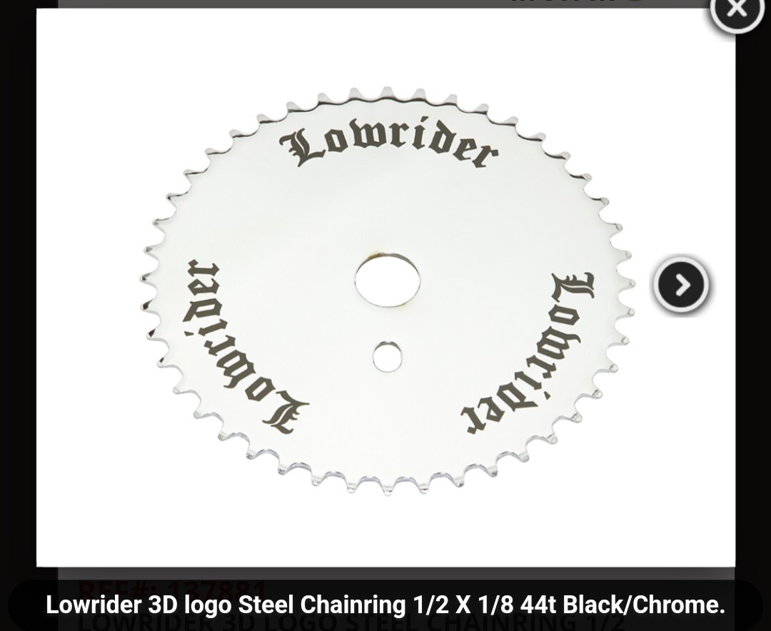 AUTHENTC CHROME LOWIDER SPROCKET/CHAINRING W/ LOGO  BEACH CRUISER BICYCLES, 44 T