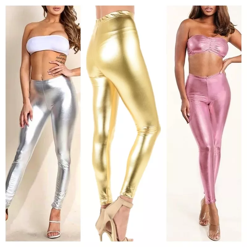 Metallic Leggings Silver Leggings Shiny Leggings Sparkling