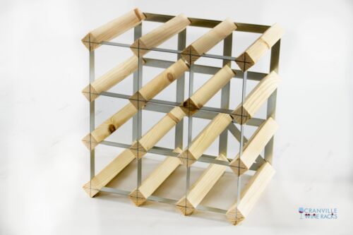 Cranville wine rack storage 12 bottle pine wood and metal wine rack self build - Picture 2 of 5