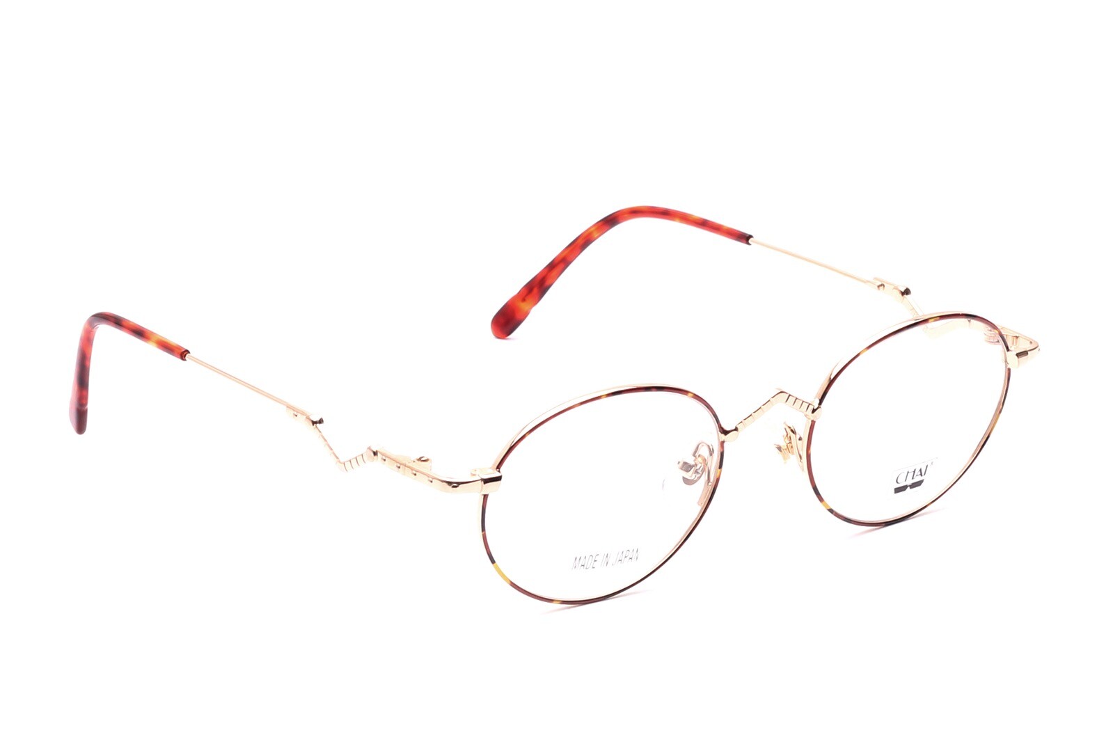 Brille Fassung Chai Овальный золотой Braun Metall Design Japan Mode Damen 48-19мм