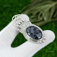 Mothers day Deal Oval Mystic Merlinite Stone 925 Sterling Silver Trendy Pendant