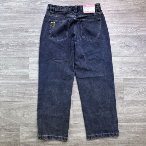 Vintage JNCO Style Baggy Jeans Size 30 x 32 (32 x 28) Wide Leg Black Faded Tiger