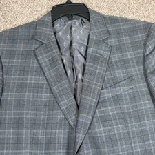 John Varvatos Gray Glen Plaid Wool Silk Blazer Sport Coat Mens 42 Made in Italy