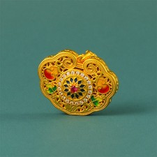 Gold Plated Lock Locket Pendant Necklace Openwork Chinese Style Fashion Jewelry