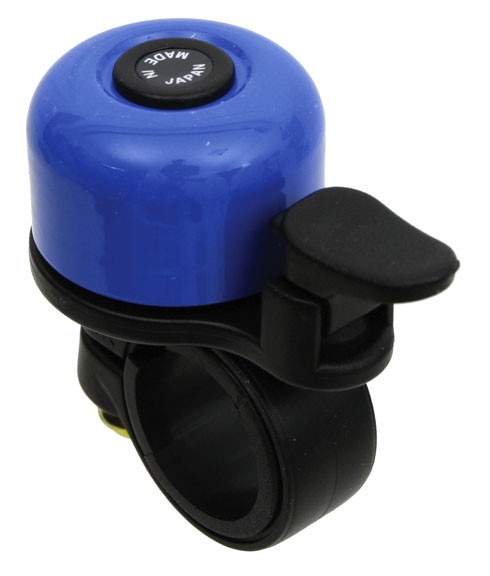 Велосипедный звонок Osaka Rin Rin Mini - Латунь и пластик, синий, Классическое кольцо-фиксатор для