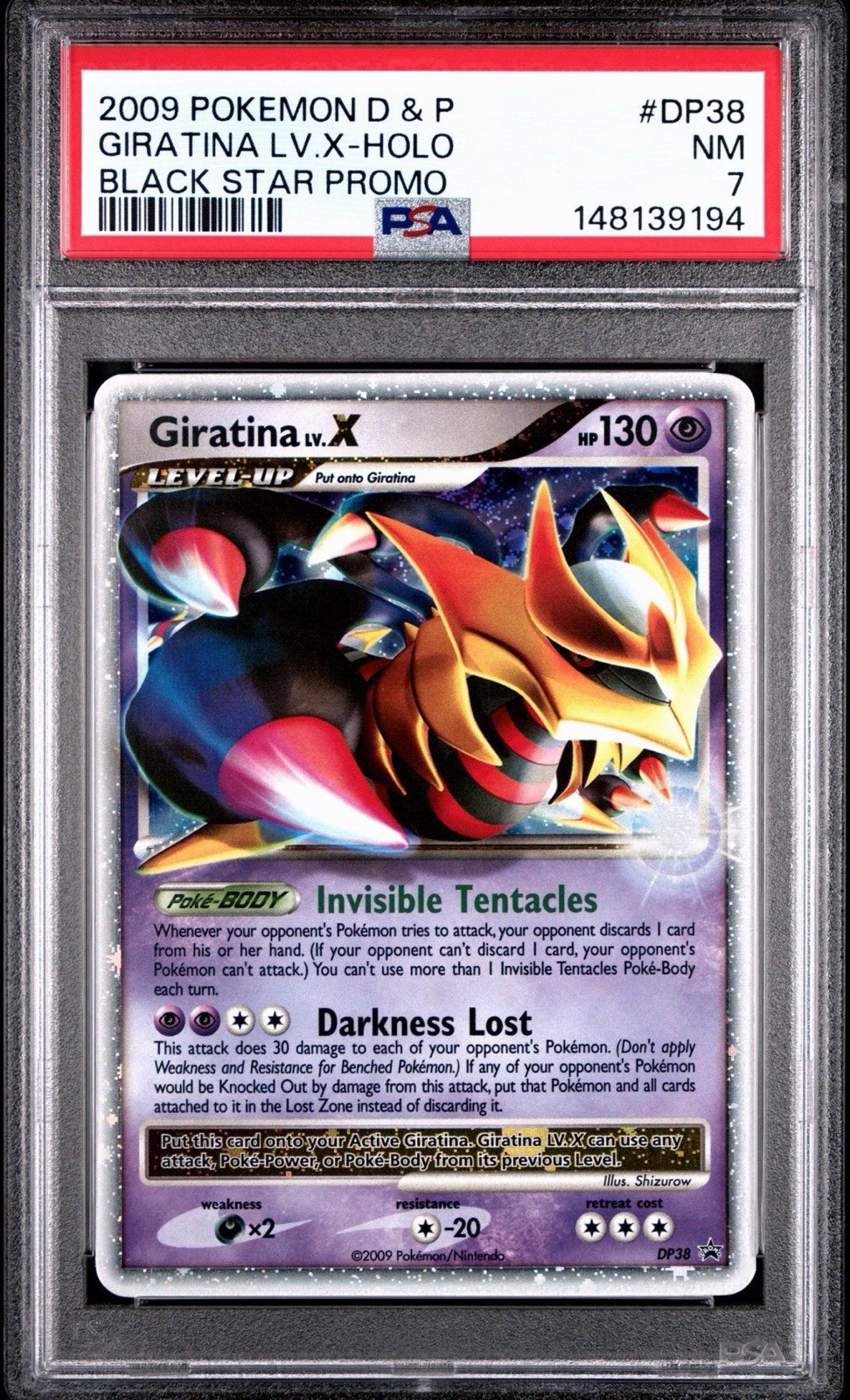 2009 POKEMON DIAMOND & PEARL BLACK STAR PROMO #DP38 GIRATINA LV.X HOLO PSA 7