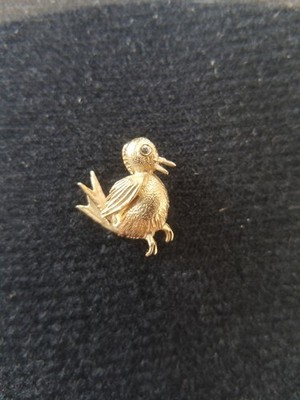 Custom-made 14KT Gold / Diamond Bird Pin Excellent Condition