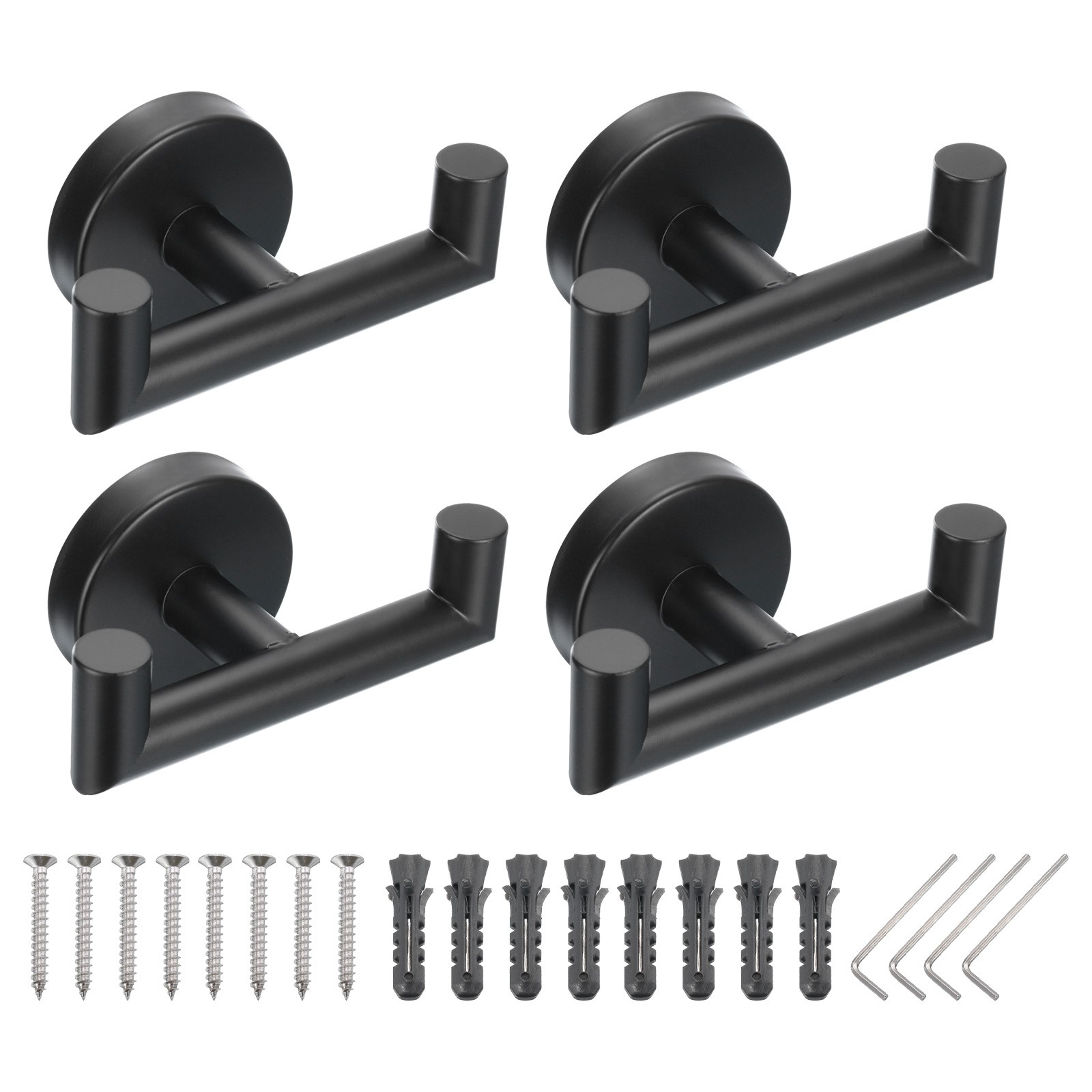 Hook, 4pack Stainless Steel Wall Mounted Hanger, Black