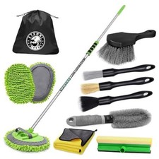 14Pcs Car Wash Kit, 62'' Car Wash Brush with Long Handle, Green-14pcs