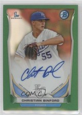 2014 Bowman Prospect Chrome Green Refractor 57/75 Christian Binford Auto 0n8h