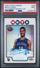 2008 Topps Chrome BROOK LOPEZ RC Rookie Refractor /245 Auto Card #230 PSA 9 MINT