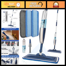 Wet Spray Mop for Floor Cleaning - 14oz Refillable Bottle, 3 Washable Pads, Hard