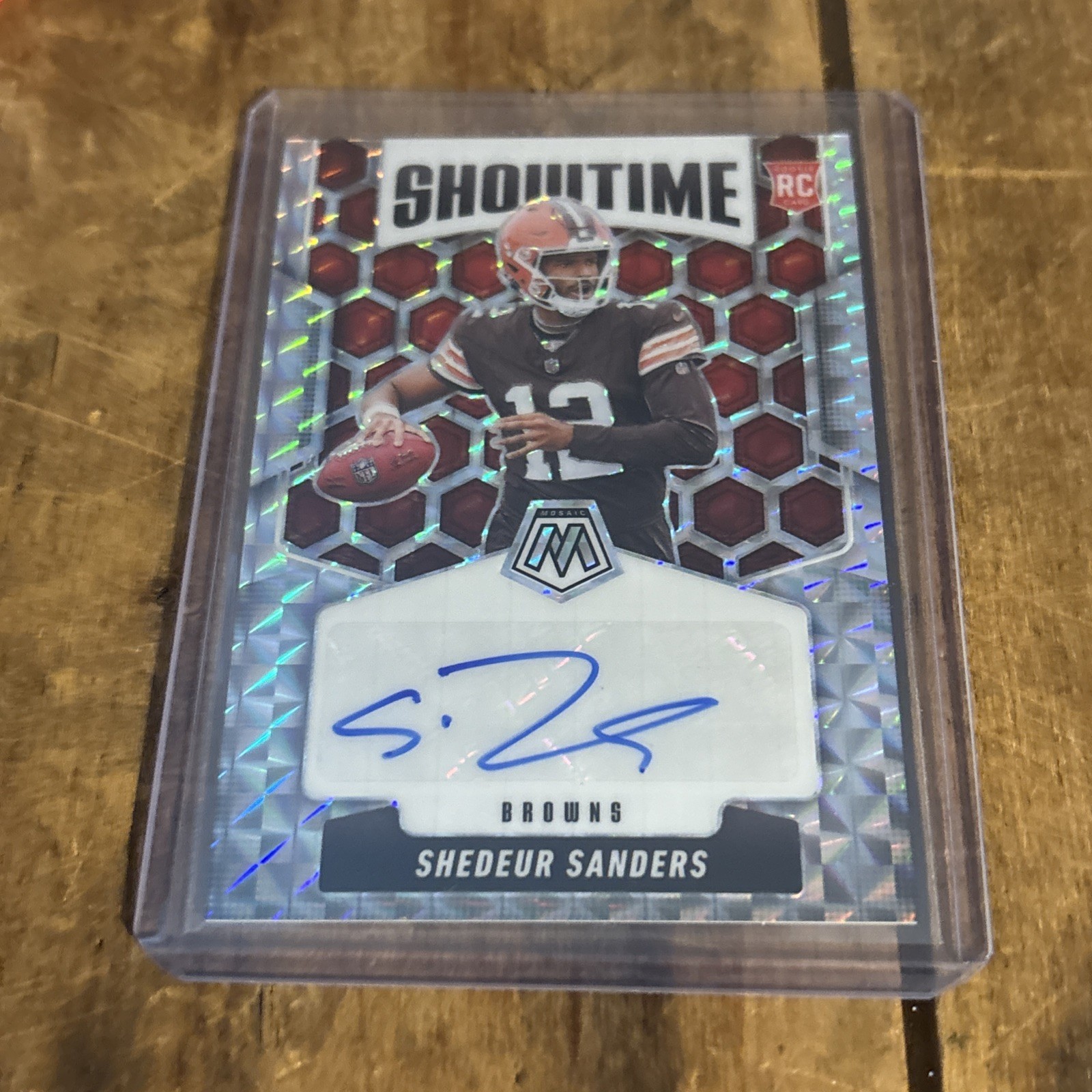 Shedeur Sanders 2025 Panini Mosaic #SOS-SSA Showtime Rookie Auto Silver Mosaic