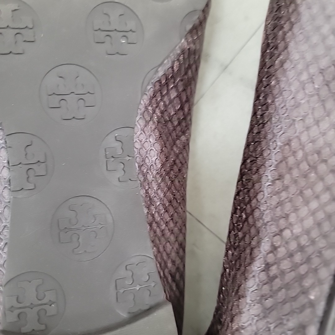 Tory Burch Minnie Croco-Embossed Leather Ballet Flat  dark brown logo gold  8.5 thumbnail 6