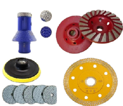 Professional Granite Marble Cutting Kit Diamond Blade 3/4'' Drill Grinding Tools