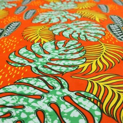 Tropical Leaf Polsterstoff Vorhänge Möbel Einrichtung Orange Muster