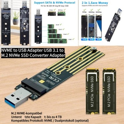 NVMe to USB Adapter, M.2 SSD to USB 3.1 Type A Card, Based Hard Key Hot./Neu