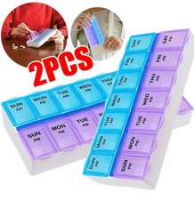 Weekly Pill Box Organizer Twice a Day 7 day AM PM Organizer Case Medicine 2 pack