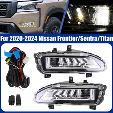 Pair LED Front Bumper Fog Light + Switch + Harness For 2020-2024 Nissan Frontier