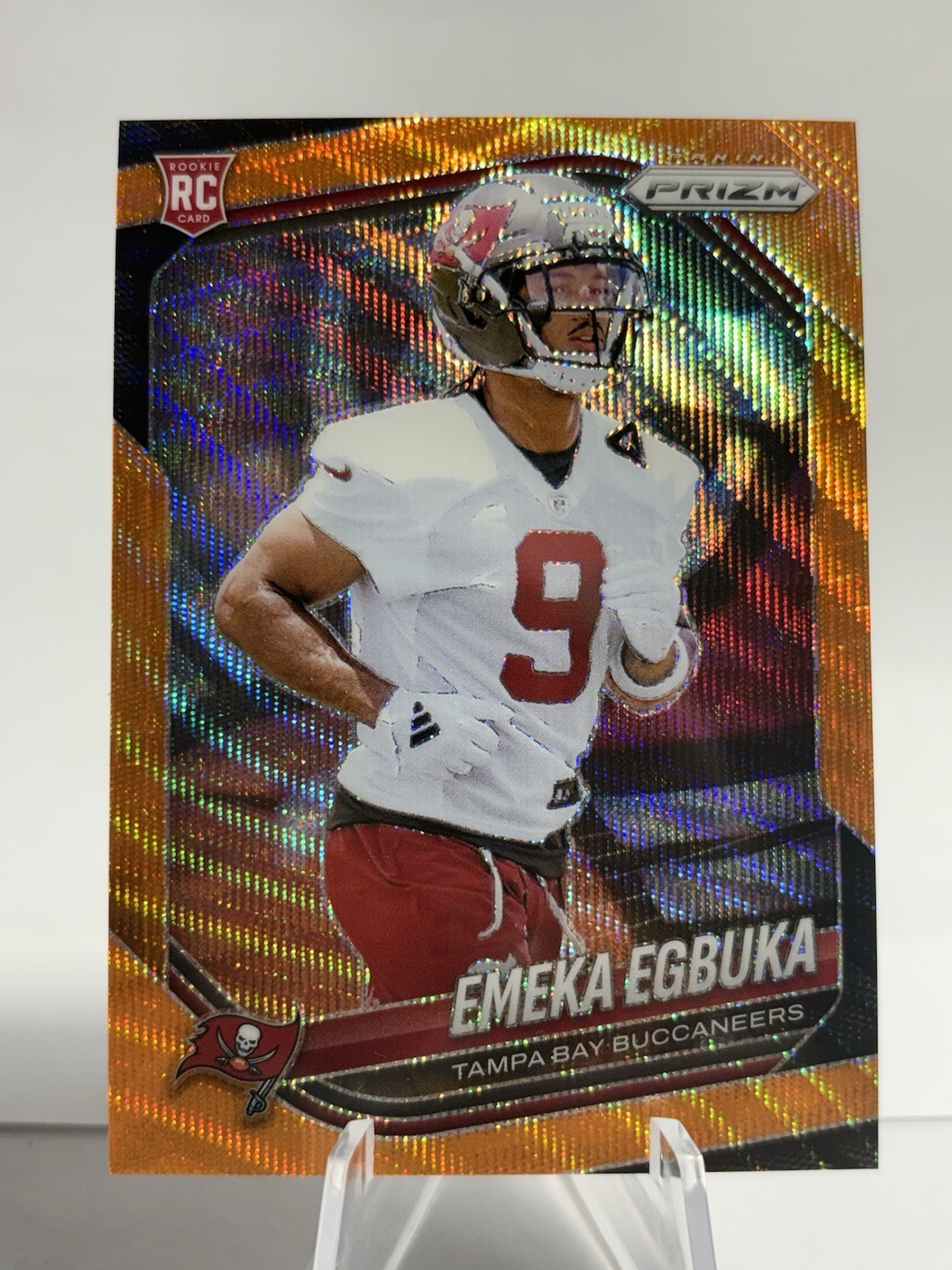 2025 Panini Prizm Orange Wave #351 Emeka Egbuka RC Rookie #/65 Buccaneers