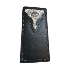 Western Stakes Leather Long Wallet Cowhair Cowboy Texas Longhorn Concho Cowhide