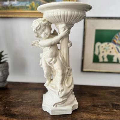 Vintage weiß Porzellan Cherub Standschale Kompott Seife/Schminktischschale
